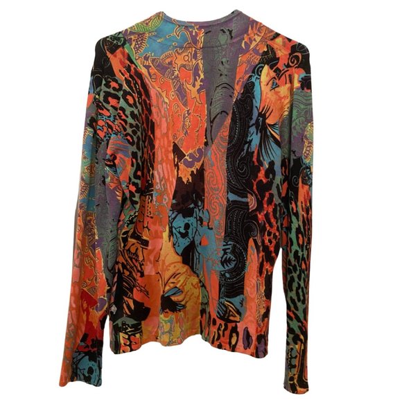 Nina Raynor multicolored embellished zipped stretched cardigan sz M - Picture 3 of 5